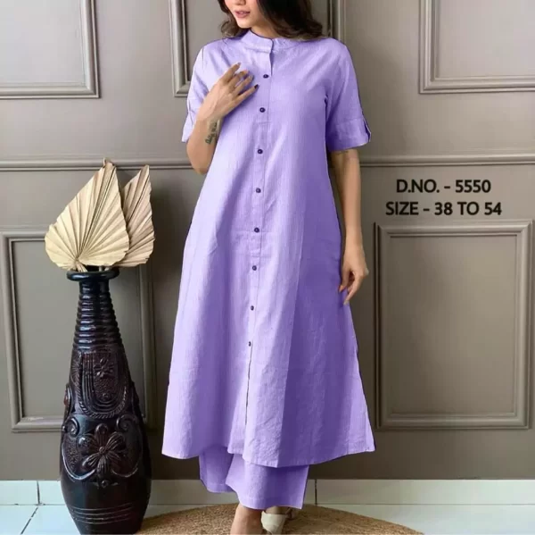 Girl wearing a purple pure cotton katha long Kurti from dailyimprovise, and posing for photo