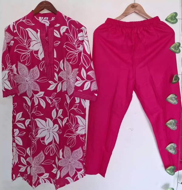 Pink Summer Breeze Rayon Kurti Pant Set – Cool & Stylish Ethnic Wear open from dailyimprovise