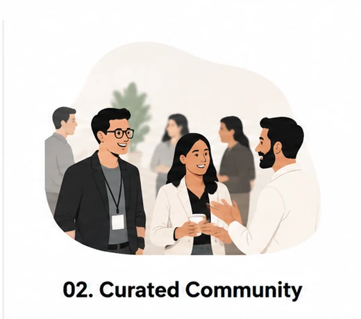 A small group of selected founders connecting at a community gathering